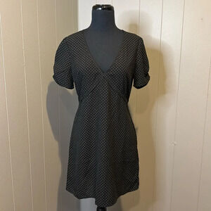 NWT Emory Park Women’s Medium Short Puffed Sleeve Ruched Polka Dot V Neck Dress